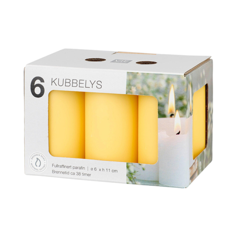 Kubbelys 6-pk 6 x11 cm gul